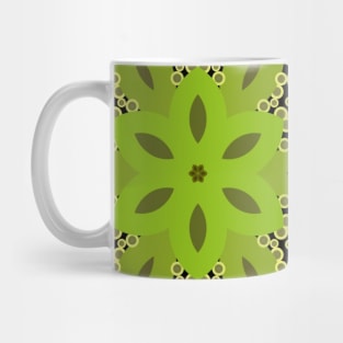 Dot Mandala Flower Green Yellow and Purple Mug